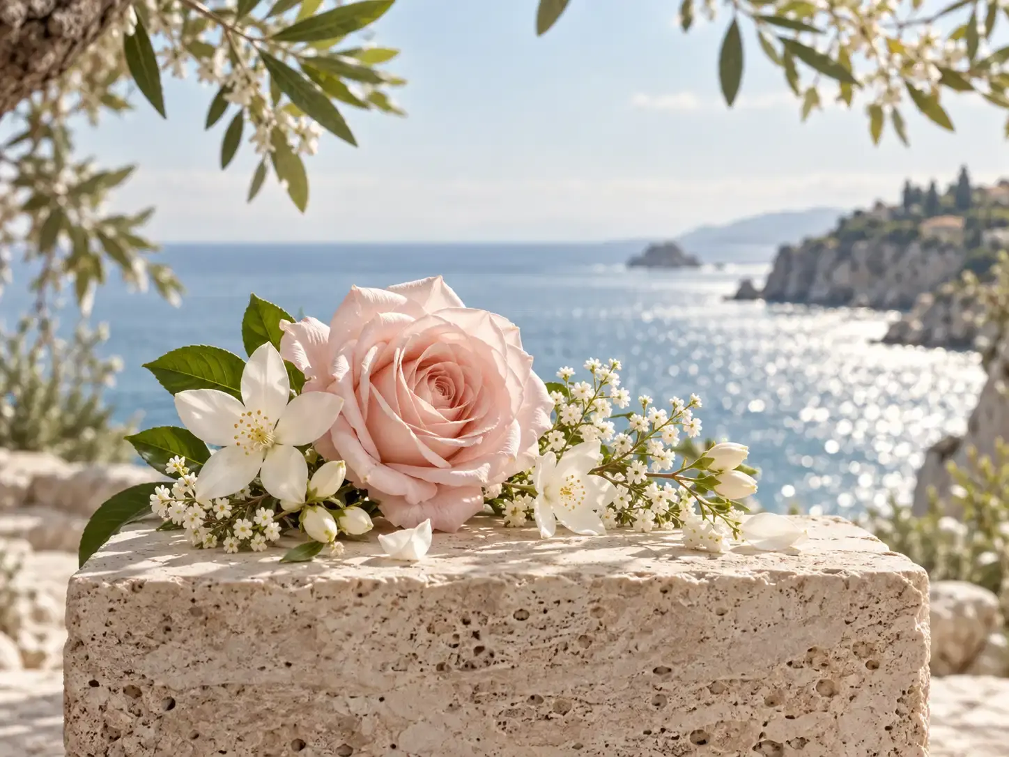 Rose, jasmin et fleurs blanches illustrant la famille olfactive Florale
